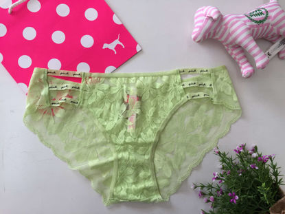 Imagen de PINK Panty Cheekster Verde Limón Encaje y Cintas M